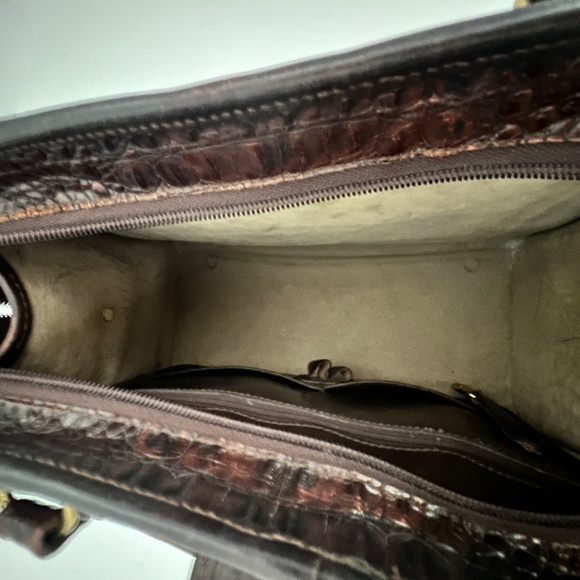 BRAHMIN Harbour Collection Doctor Bag Satchel Brown Burlap/Woven Leather - Picture 8 of 16